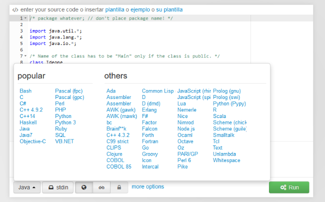 InforVitoria's tweet image. #Ideone, compilador online con más de 60 lenguajes de programación bit.ly/1E3tdhk