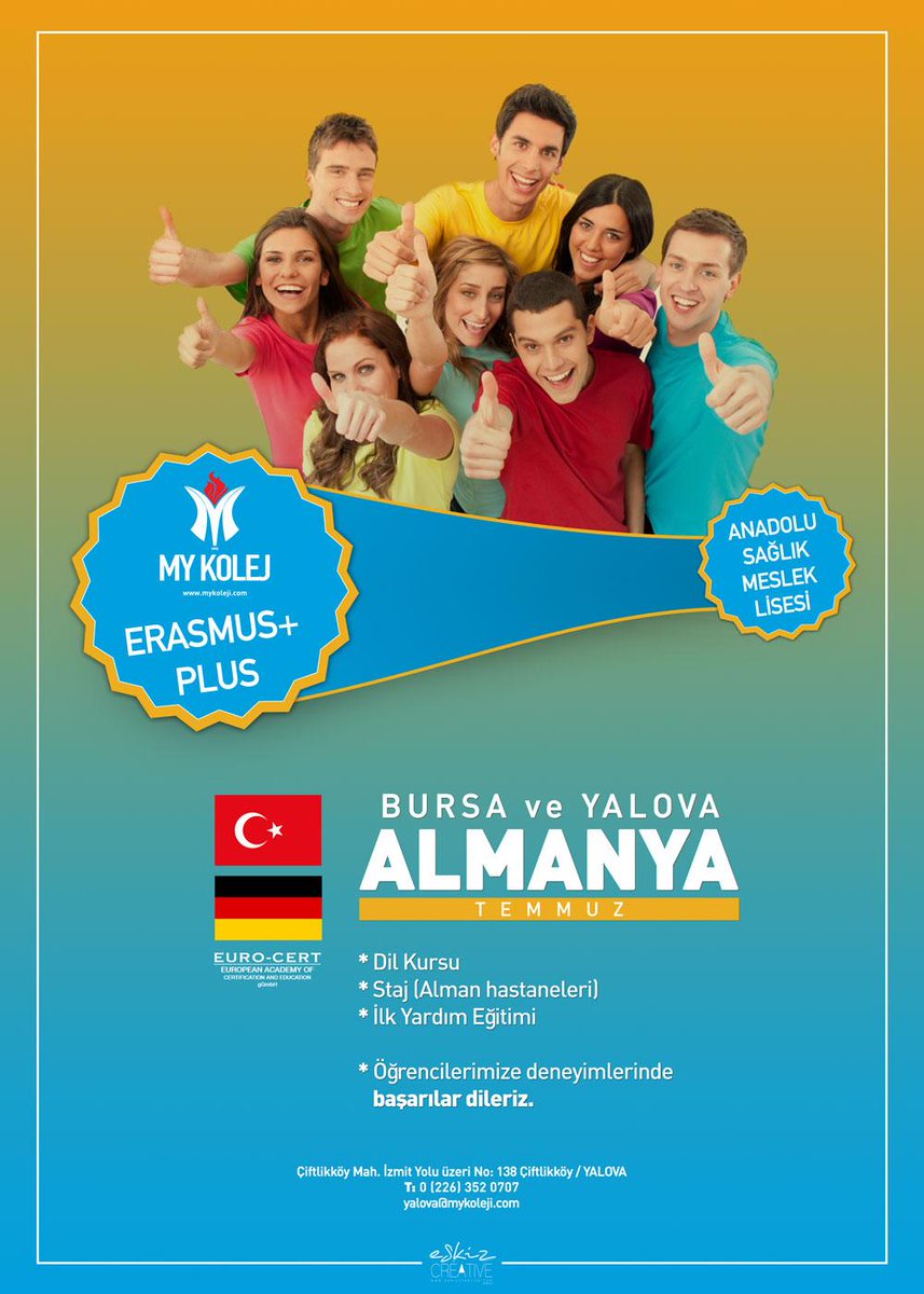 TEMMUZ 2015 | Bursa ve Yalova öğrencileri Almanya yolcusu.
* Dil Kurs|Staj ( Alman hastaneleri)|İlk Yardım Eğitimi