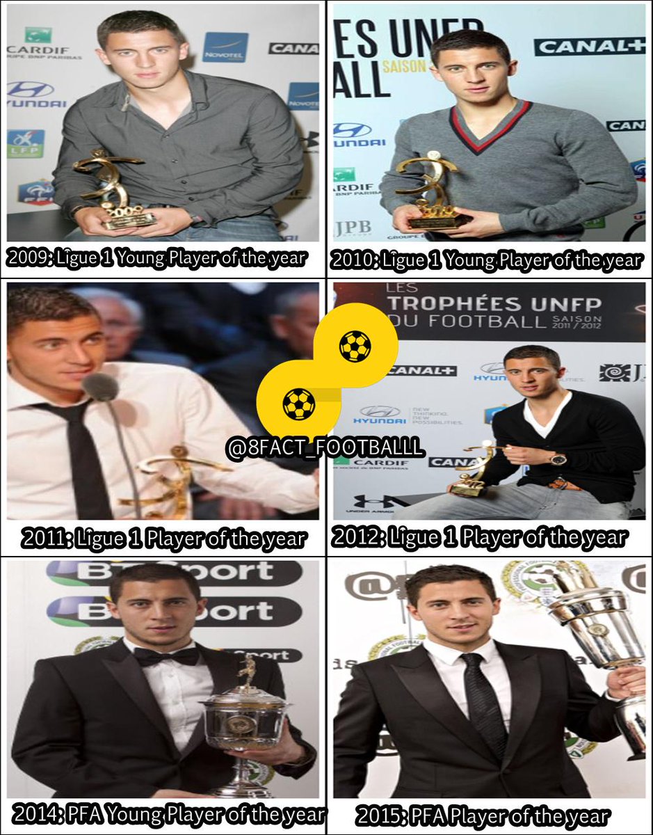 FootballFactly's tweet photo. Hazard:

2009: Ligue 1 YPOTY
2010: Ligue 1 YPOTY
2011: Ligue 1 POTY
2012: Ligue 1 POTY
2014: BPL YPOTY
2015: BPL POTY http://t.co/LCKzRliK4R