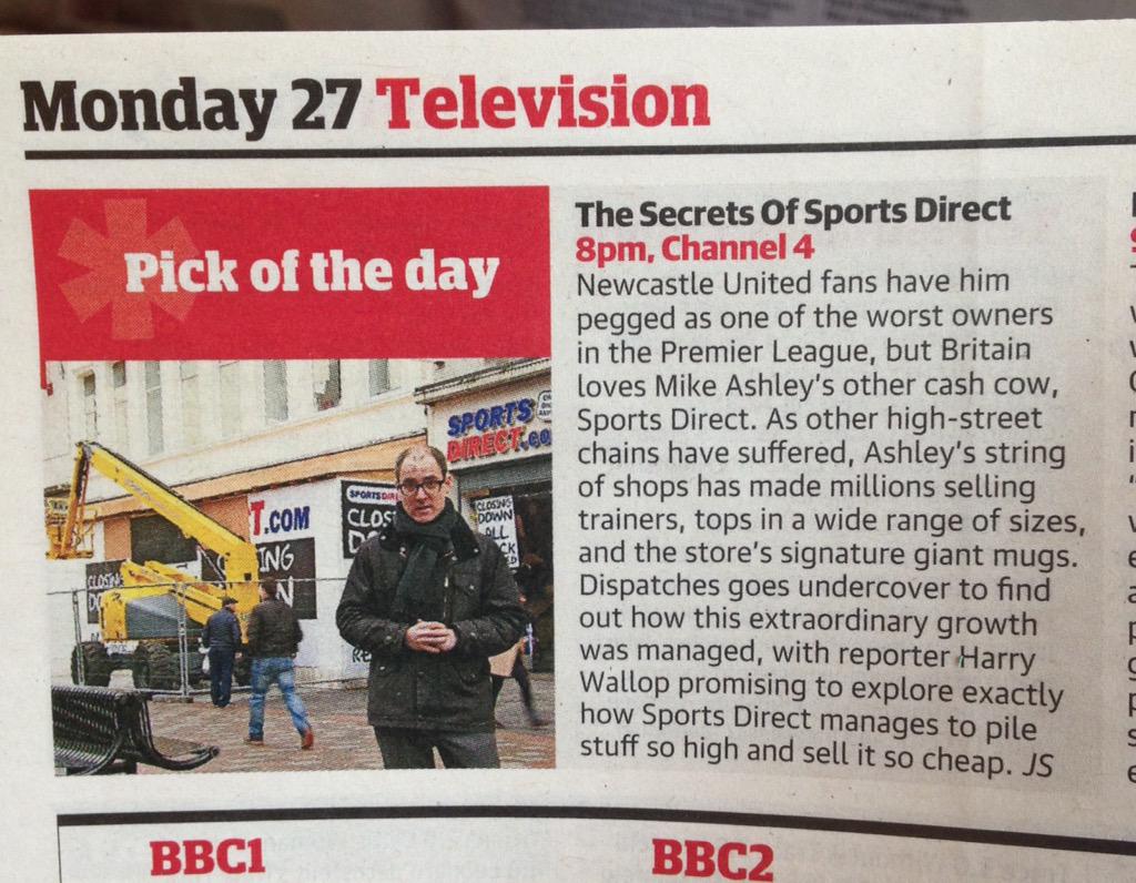 hwallop's tweet image. Tonight, 8pm @Channel4, #SecretsofSportsDirect. Do tune in.