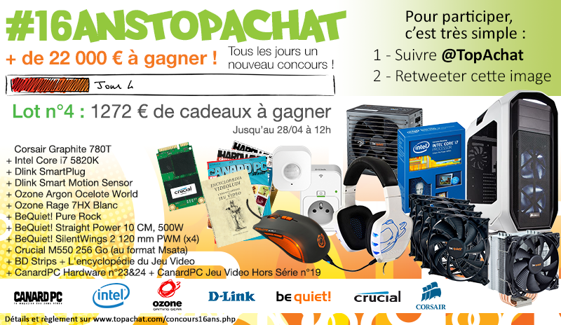 TopAchat's tweet photo. Concours #16AnsTopAchat

On enchaine avec le #lot4 à 1272 € !

Pour participer, RT + Follow @TopAchat :-) http://t.co/739IKphvrJ