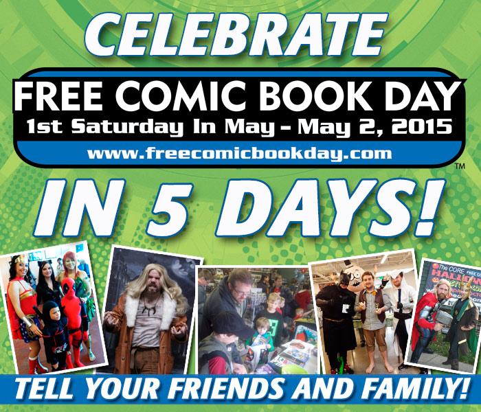 Freecomicbook's tweet photo. Only 5 days left until #fcbd2015! Where are you celebrating? Find a comic shop to go to: http://t.co/6FZ1sVtcTj http://t.co/xhVjkHFncP