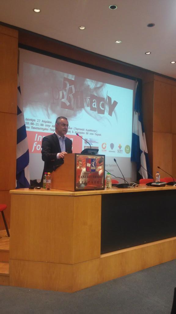 eellak's tweet photo. Innovating for privacy just started!! At #university of piraeus @eellak @Oikomedia. @SciFY_org @SecNews_GR http://t.co/F0FkNdRwfU