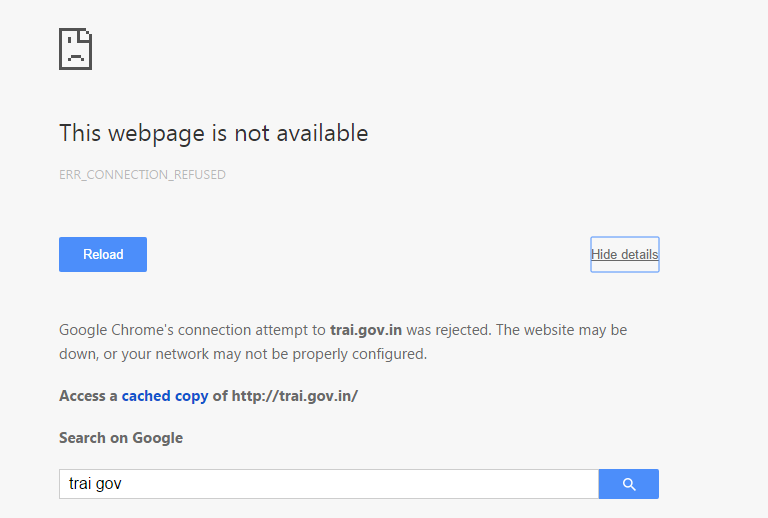 tinucherian's tweet photo. Is #TRAI website again down ? http://t.co/zB8IICT7jO http://t.co/n5zoqg770j