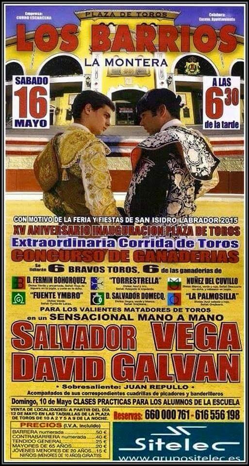 tauraula's tweet photo. Mano a mano de Salvador Vega @SvgVega y David Galván @davidgalvan92 en Los Barrios. el 16 de mayo. http://t.co/nVHoeeD1Fz