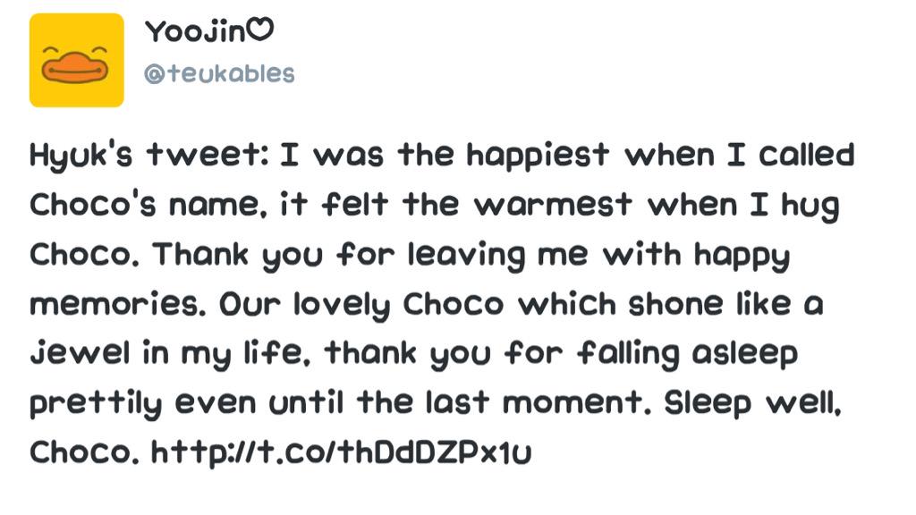 eunhaemode's tweet photo. #StayStrongHyukjae... #ThankYouChoco... 
@.teukables  Hyuk's tweet:  http://t.co/TH7DZEWZ8b