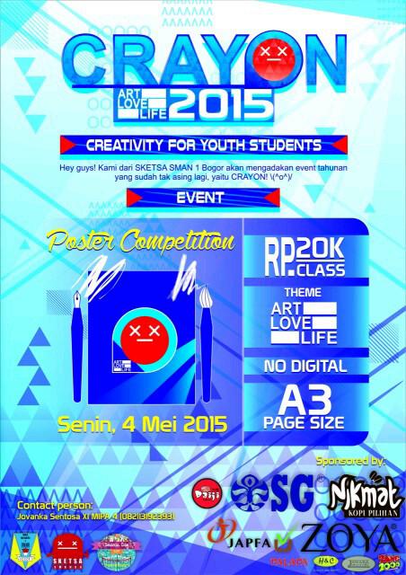 sketsasmansa's tweet photo. Hai Guys! SKETSA akan mengadakan lagi acara tahunan CRAYON : (Creativity for Youth Students) 2015!! http://t.co/PYYSZ6tBC1