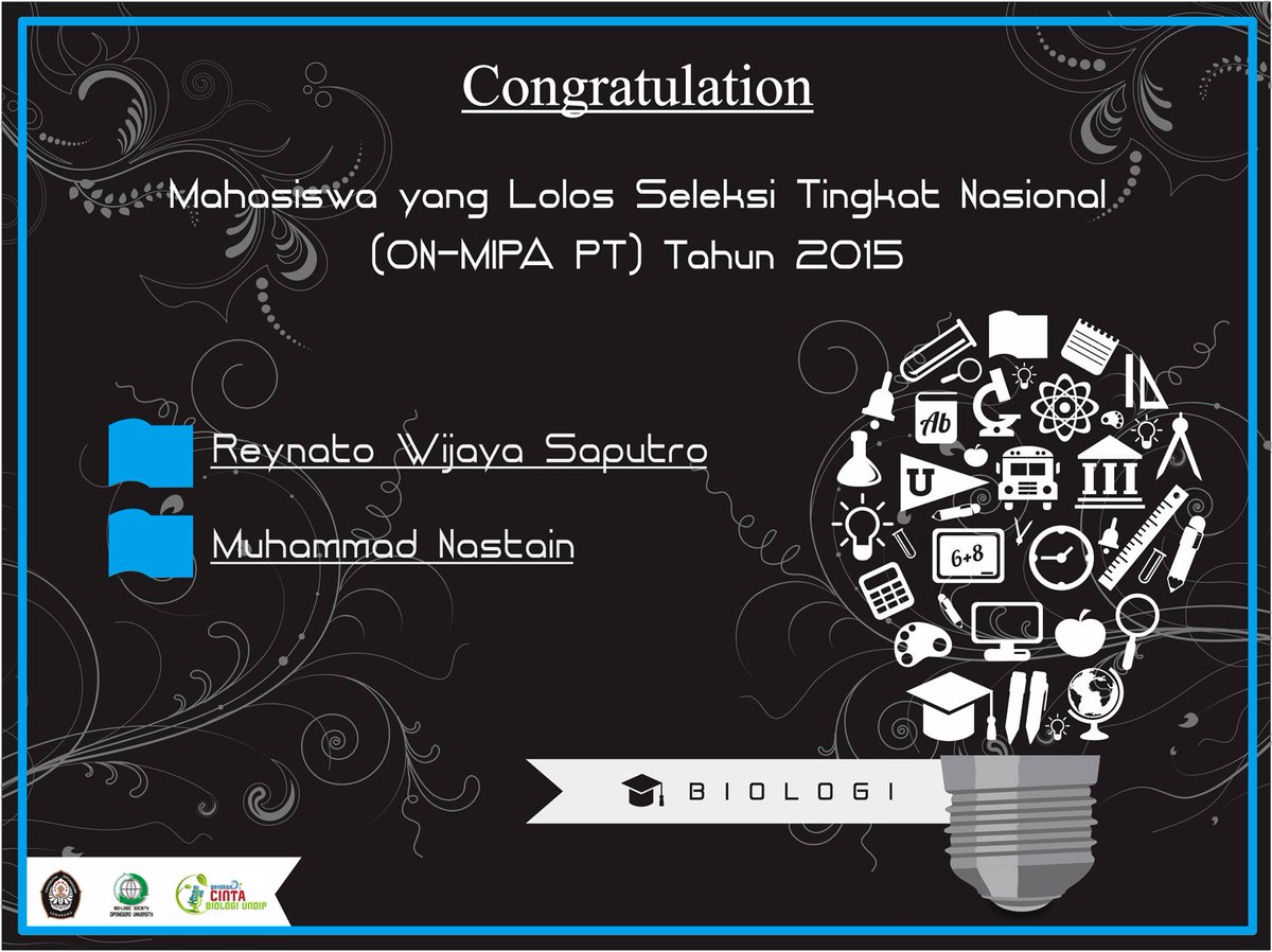 Selamat ! Kepada Mahasiswa yang lolos Seleksi Tingkat Nasional ON-MIPA PT Tahun 2015
GOOD JOB !! ^_^