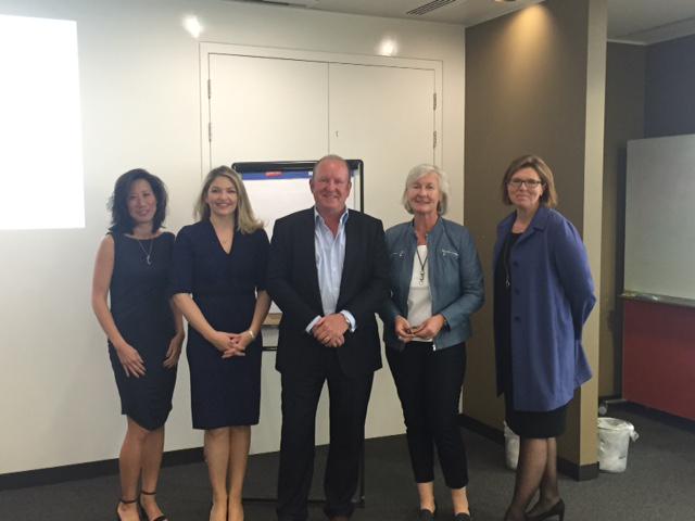 Our judges <a href="/ian_livingstone/">Ian Livingstone</a> @annikasmall <a href="/eileentso/">Eileen Burbidge</a> <a href="/scoutu/">Sherry Coutu CBE</a> &amp; Helen Smyth take a  quick lunch break at #iDEAfinal15