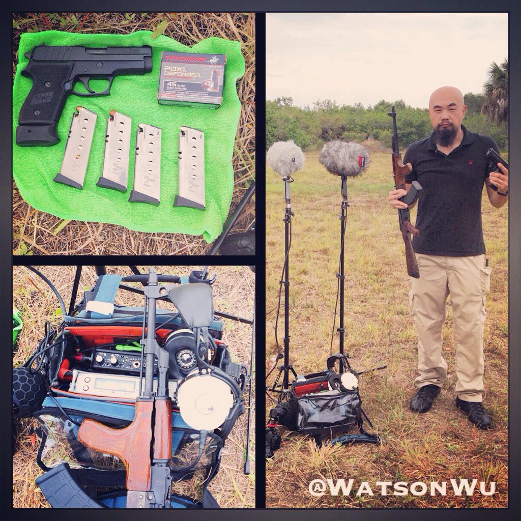 watsonwu's tweet photo. Solo field recording of an #AK47 & #SigSauer 45cal pistol. #watsonwu #fieldrecording #sounddevices #recordingguns #2a http://t.co/oDtR2Gs4lF