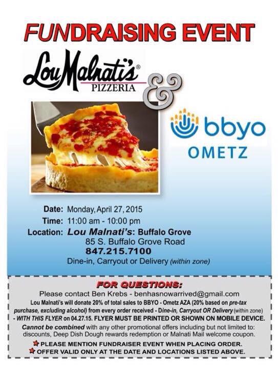 GMRBBYO's tweet photo. Everyone should buy pizza from Lou Malanati's in Buffalo Grove today to support @OmetzAZA2553 Show them this flyer! http://t.co/BDnghSaTEg
