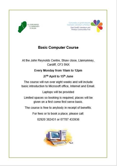 LlanrumneyForum's tweet image. #freecomputercourse Perfect for beginners! To book, please call 02920 382 431 OR 07787 433936 m.facebook.com/story.php?stor…
