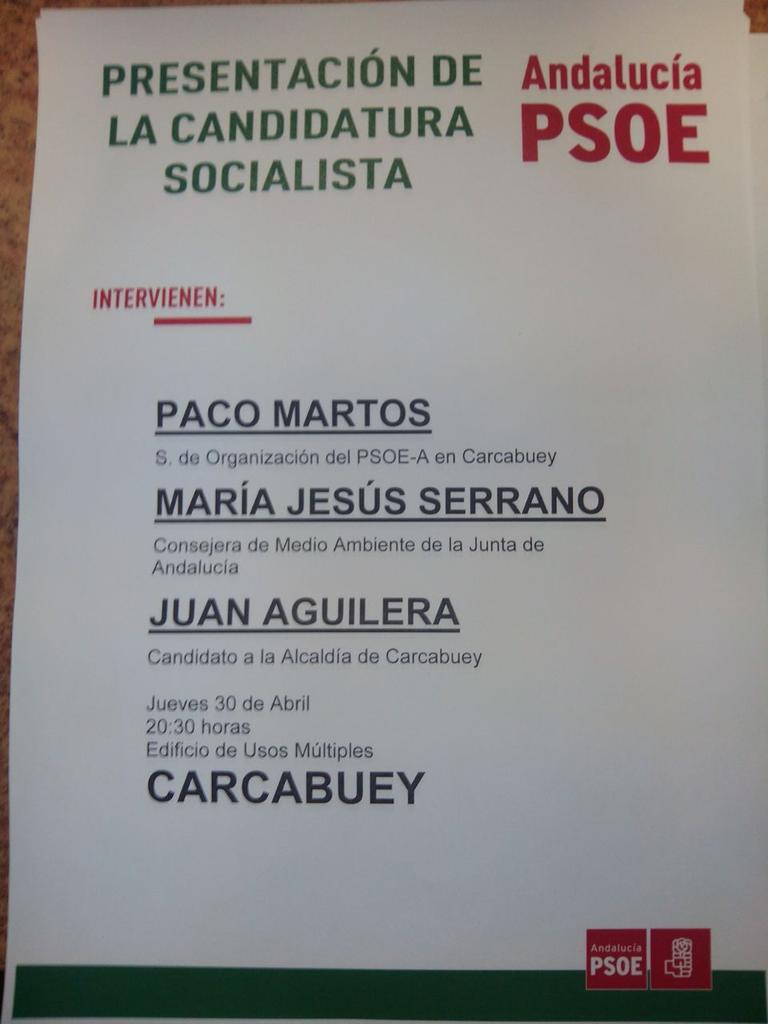 Acto de presentación de la candidatura socialista en Carcabuey