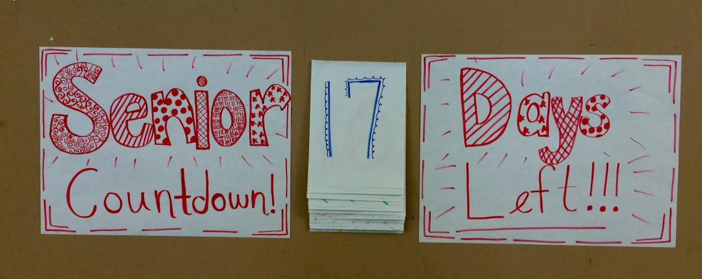 mslosee's tweet photo. Senior Countdown 17 Days Left!  @HWClassof2015 http://t.co/fm9WVyARQx