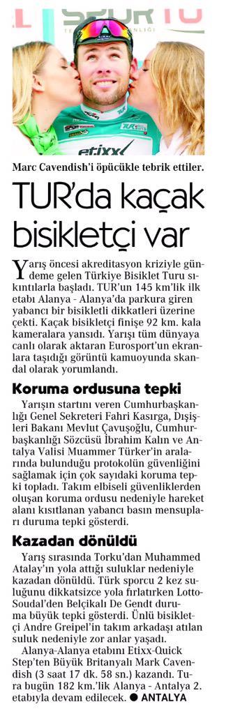 51. Bisiklet Turunun dunku etabi sıkıntılarla basladı. #TUR2015 #TourofTurkey