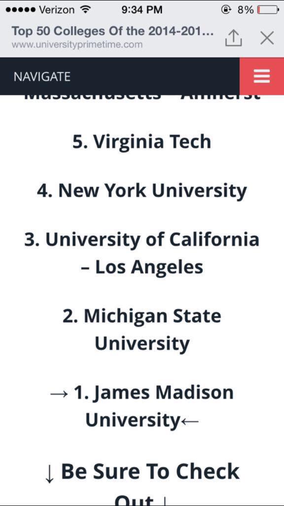We're #1 in the nation for food! Thanks @JMUDining!!