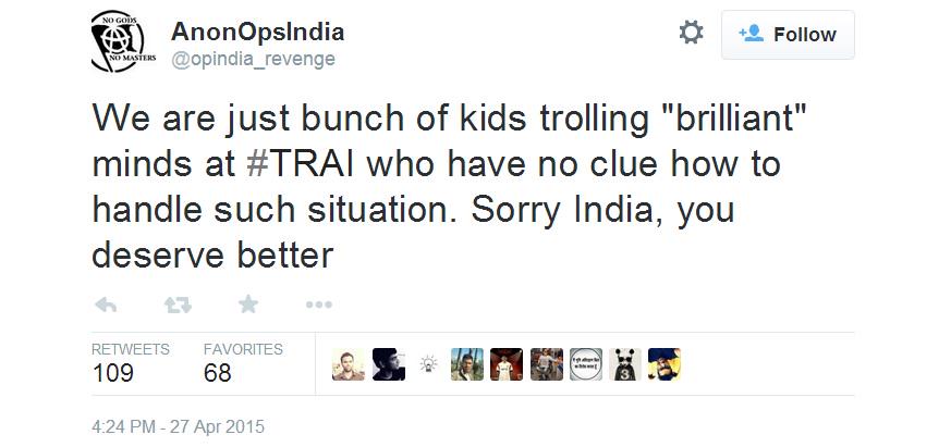 htTweets's tweet photo. #TRAI website attacked after #netneutrality email addresses revealed http://t.co/ETKGqxL2Kx http://t.co/NAxZhfsI5z