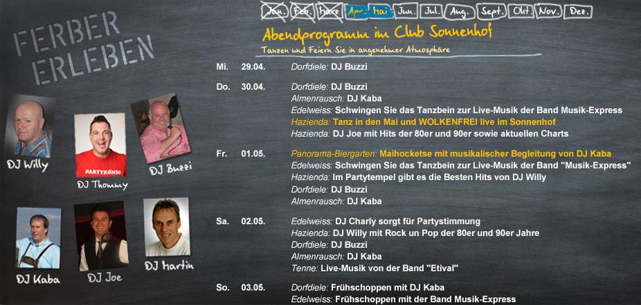 sonnenhofaspach's tweet photo. Diese Woche mit dem Tanz in den Mai und #Wolkenfrei live im Sonnenhof! #ClubSonnenhof #Wochenprogramm http://t.co/z9dadaNFei