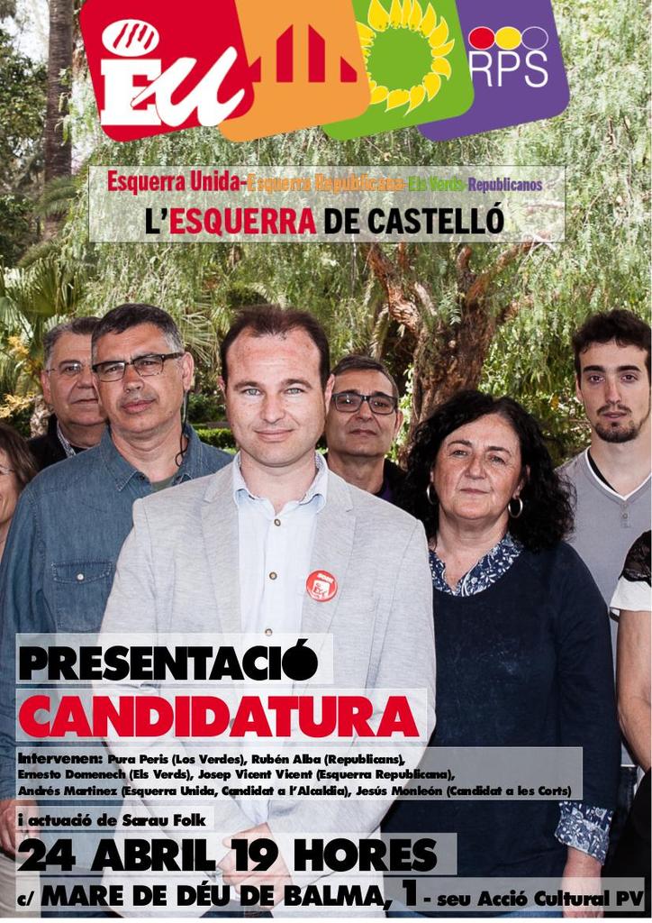 xunidadpopular's tweet photo. Candidatura d #UnidadPopular en Castellón @Republicanos1 @esquerrapv @EUPV_Castello @LosVerdesVLC @iunida @VerdesInfo http://t.co/vChStdr9Yv