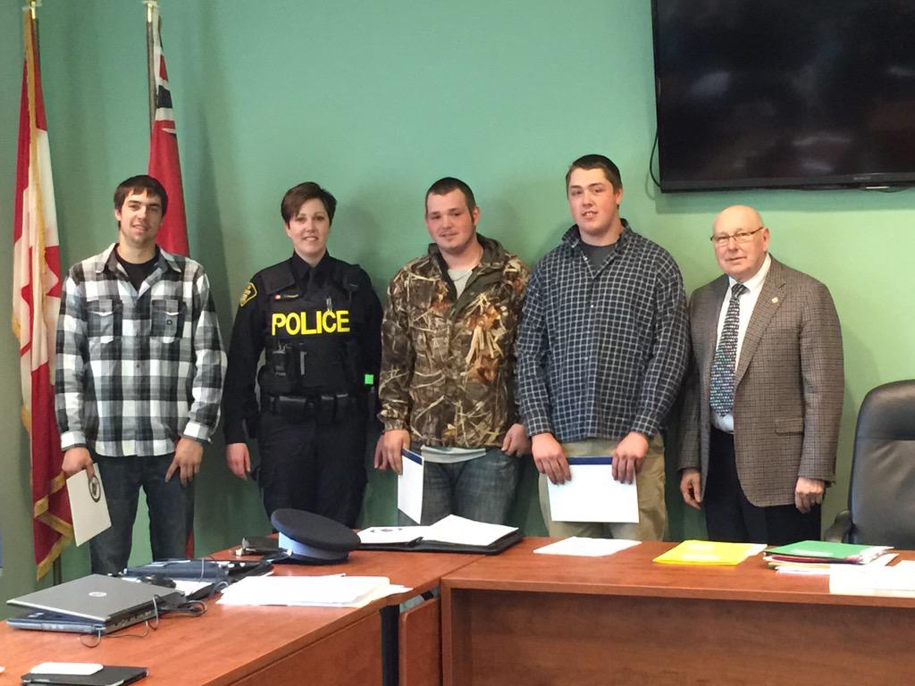 Ingram_Angelica's tweet photo. Three young men recognized for saving the life of Bill Timms @Dysartonline council this morning. http://t.co/Rbd6RQQScX