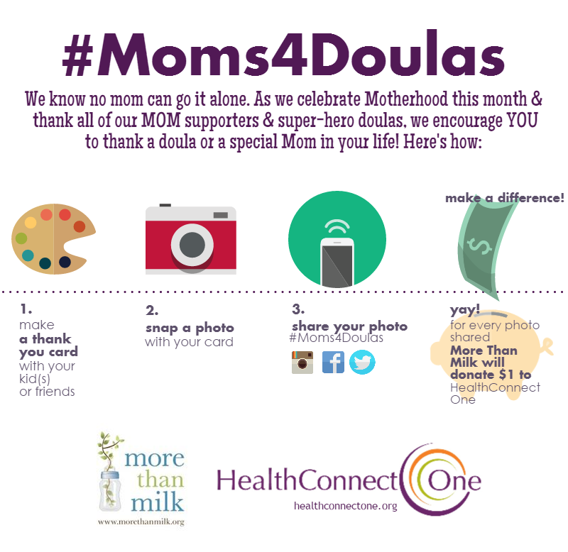 HealthConnctOne's tweet photo. No mom can go it alone. As we celebrate MOTHERHOOD this May, let's thank all our mom-supporters, too! #Moms4Doulas http://t.co/OwB6tnnFkz