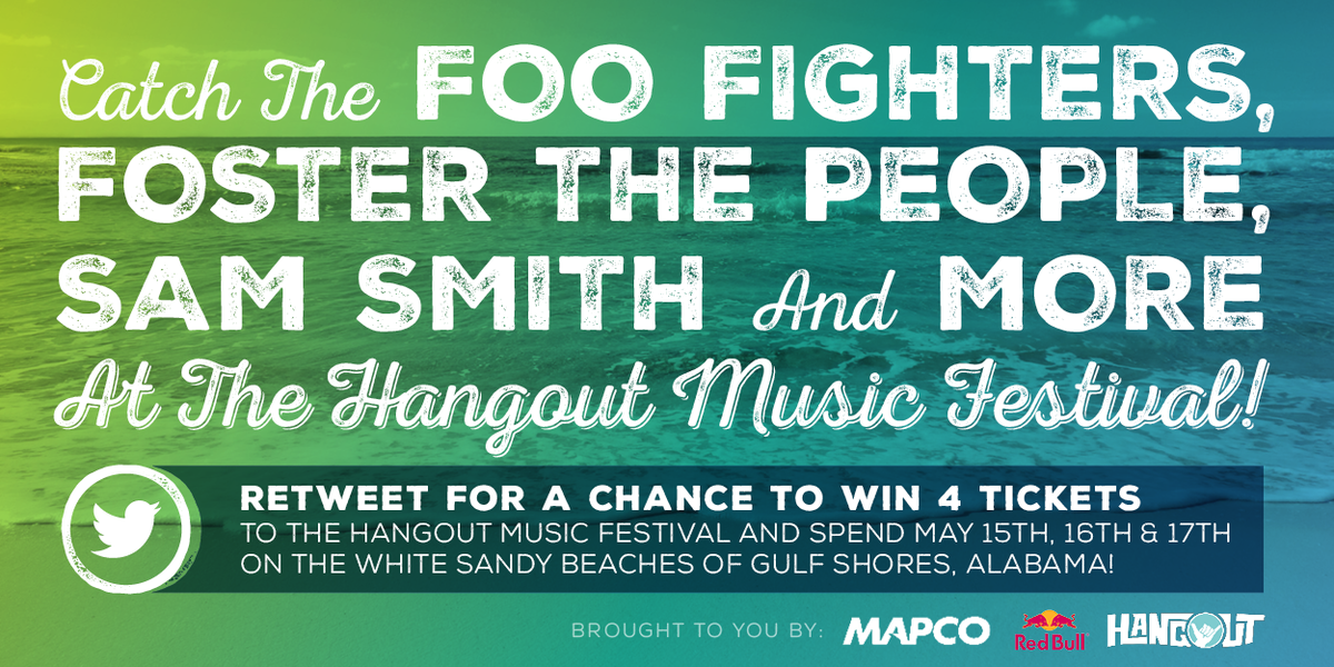 MAPCO's tweet photo. Want to attend @Hangoutfest? Mapco &amp; @redbullnash are giving away 4 tickets! RT for a chance to win! http://t.co/aGCnf4iejm