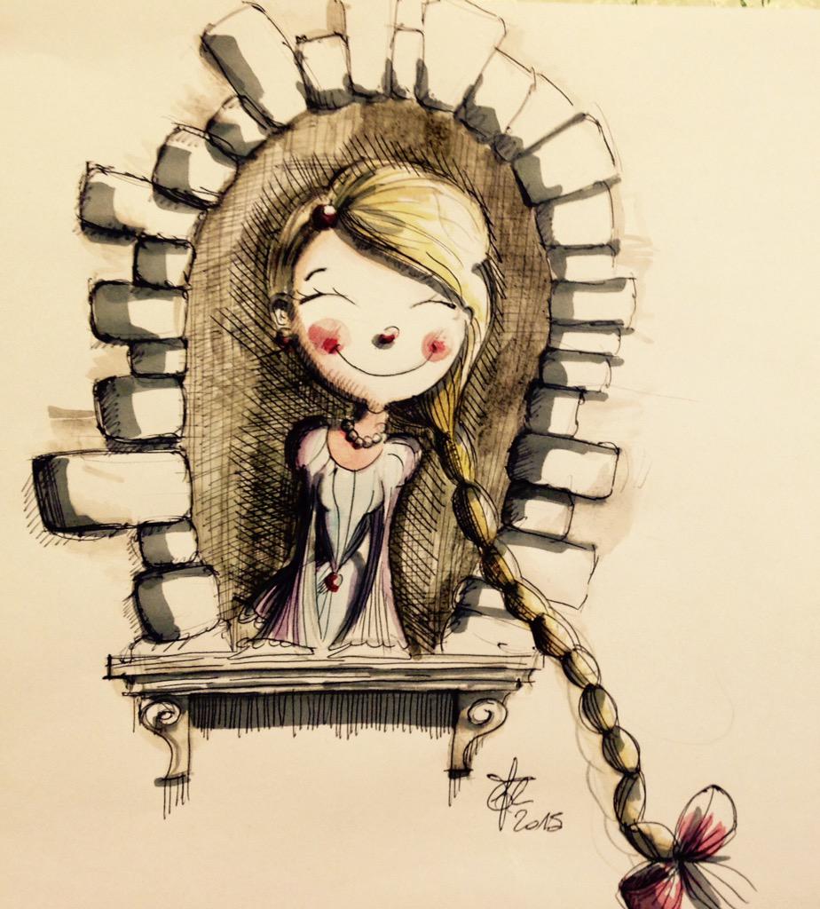 star_refly's tweet photo. #Rapunzel 2nd version #watercolor #illustration ☺️ http://t.co/LkfFBZ34Wf