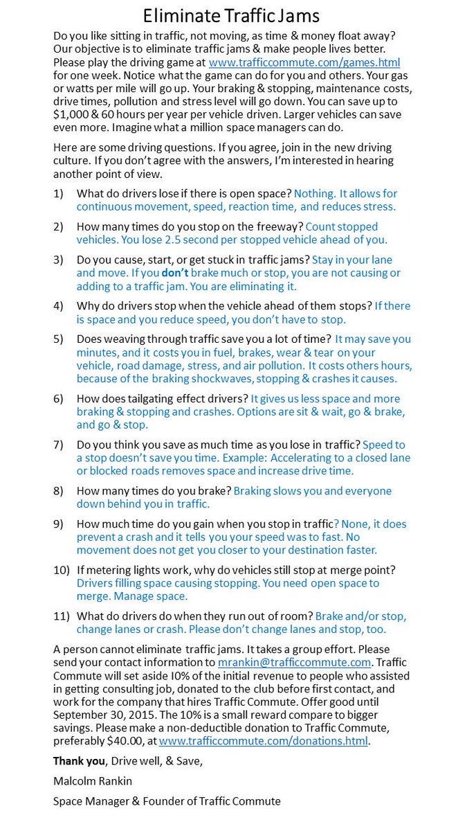 TCCarclub's tweet image. Here is information to end traffic jams. We need space managers to make it happen. Please try the game, RT, &amp;amp; share.