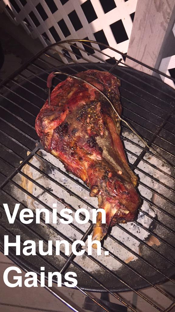Grilled some #venison the other night. #gains Added some smoking apple chips as well to add some flavor.