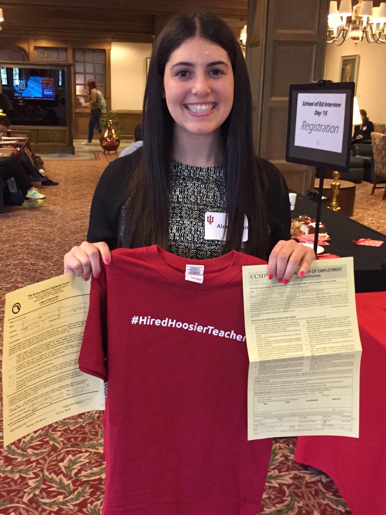 IUSchoolofEd's tweet photo. RT @IU_OTE: She's got two! Congrats Alexis Cohan! Way to go! #InterviewDay15 http://t.co/FnNsoMZYrL