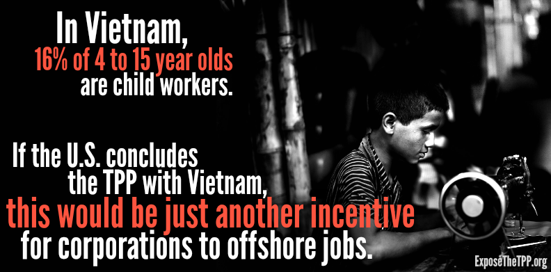 GTWAction's tweet photo. President #Obama can't #LeadOnTrade w/ a secret #TPP that pits U.S. workers against #ChildLabor. #NoFastTrack #1u #p2 http://t.co/aRupjHujqt