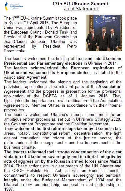 MFA_Ukraine's tweet photo. #UkraineNewsAlert 17th EU-Ukraine Summit: Joint Statement #EuUkraine http://t.co/tjC6c1rehF http://t.co/ObyGAktg6m
