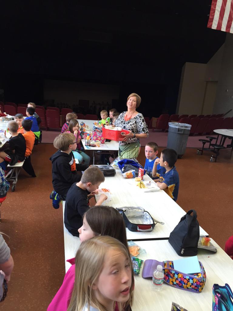 Mercer had a guest lunchroom helper today. Thanks Mrs. Thorp!