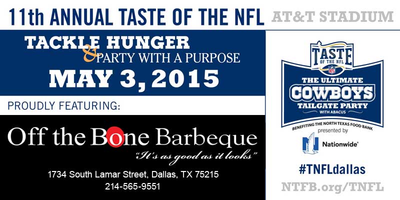 offthebone's tweet image. Please join us at #TNFLdallas– the Ultimate @DallasCowboys Tailgate Party benefiting @ntfb! ntfb.org/tnfl