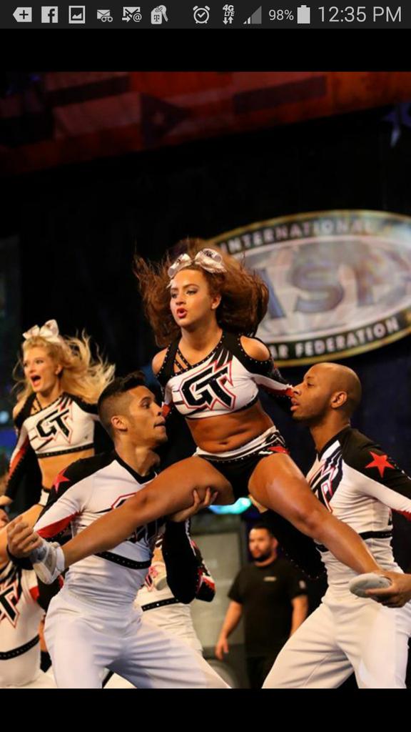 GabiButlerCheer's tweet photo. Ready to slay today. Can't wait to take the floor one more time with my fam. #GTBlink #Worlds2015 http://t.co/p69eDNtRT9