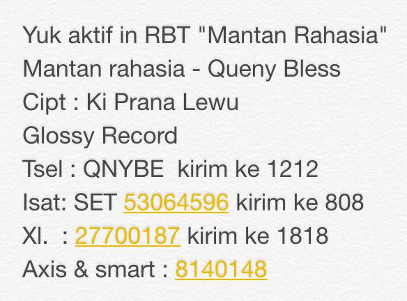 lequeners_'s tweet photo. Hi hot new para lequeners aktifin yuk RBT Mantan Rahasia by @b_queny yg di cipt sm paranormal kondang @KiPranaLewu http://t.co/4VSLqTVdzA