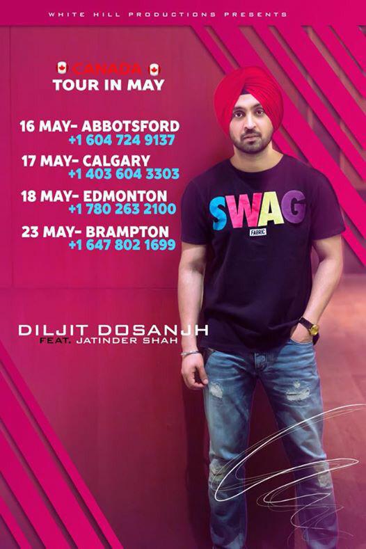 DILJIT DOSANJH on Twitter "Canada/USA Tour BHANGRA&SELFIAN Nave Nave