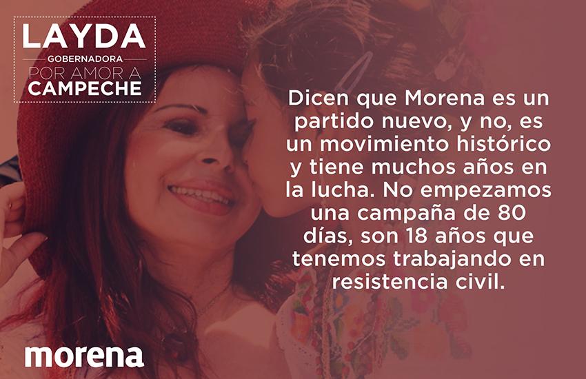 LaydaSansores's tweet photo. Dicen que Morena es un partido nuevo, y no, es un movimiento histórico y tiene muchos años en la lucha. #MorenaCrece http://t.co/xu24EQNDQI