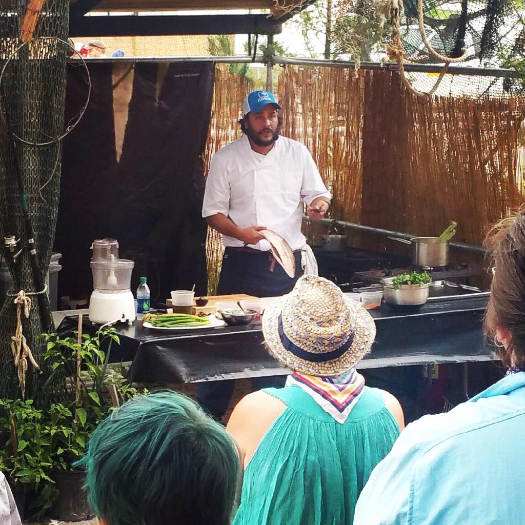 BasinSeafood's tweet photo. Our Executive Chef @chef_caro at #jazzfest Saturday showing the crowd he does the Whole Grilled Fish with Chimichurri http://t.co/NER4yhKrmI