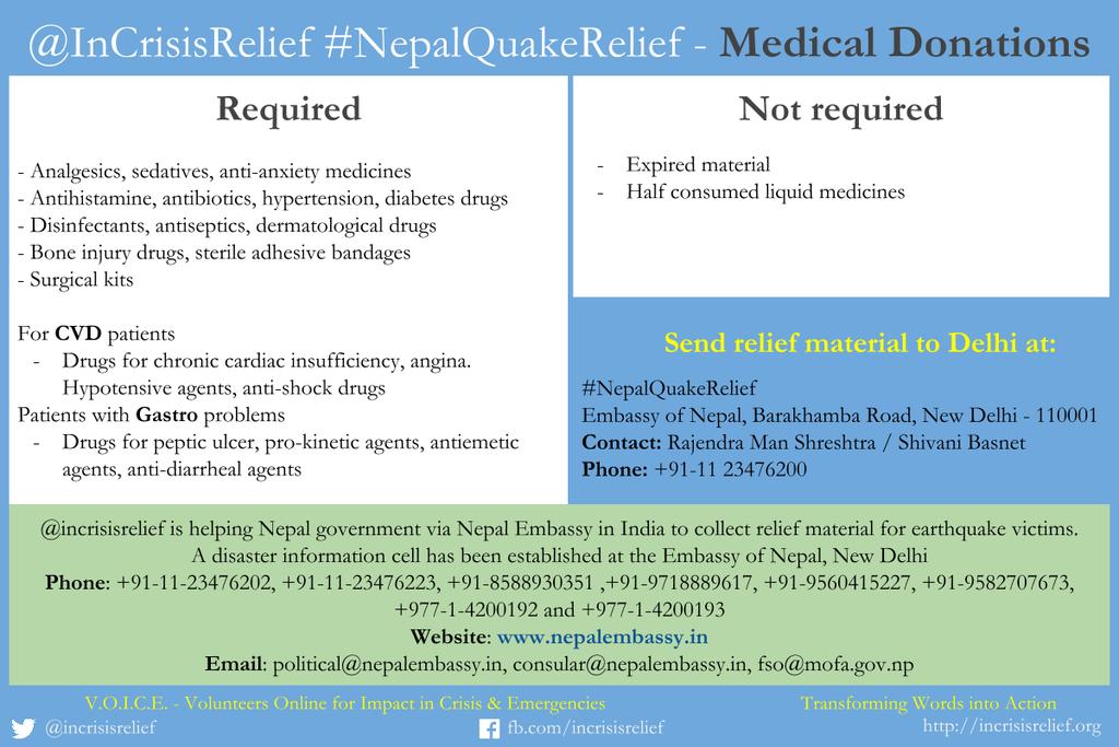 InCrisisRelief's tweet photo. The complete What, Where &amp; How of #NepalQuakeRelief donations. Pls note the specifics while donating. http://t.co/WApiMWhZaG