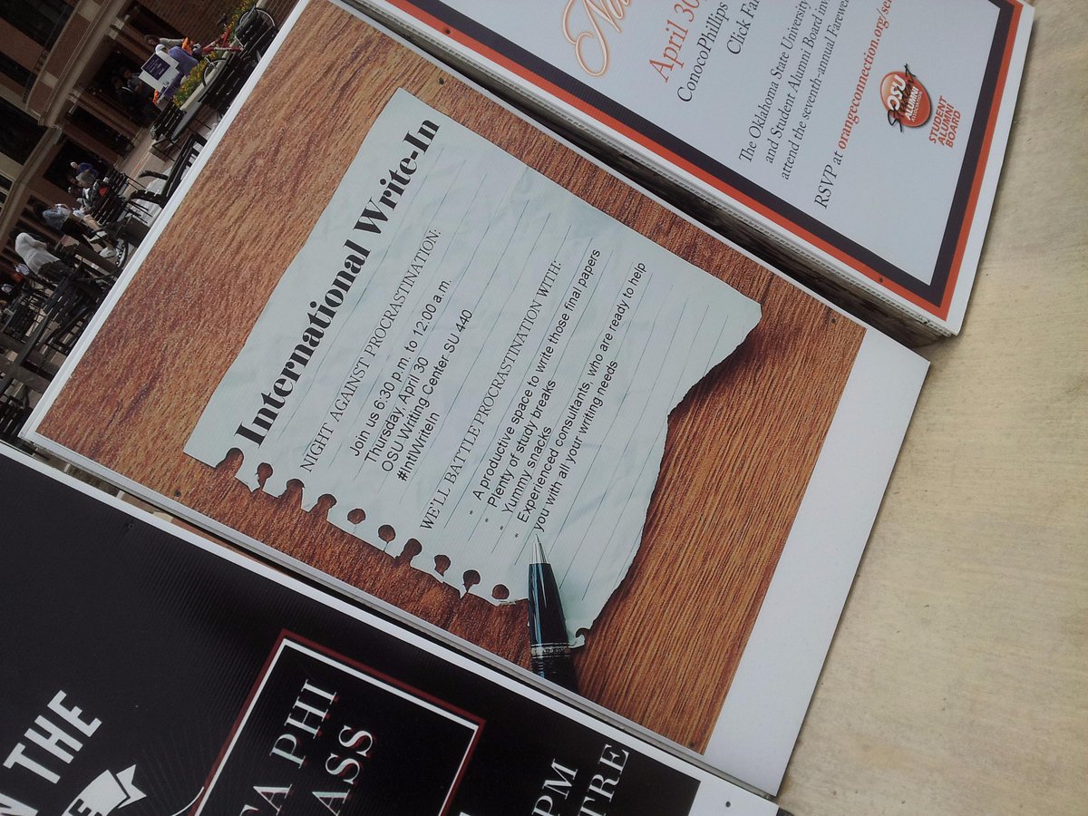 OSUWC's tweet photo. CRAMMING to get those final papers done? #IntlWriteIn is from 6:30 p.m. to midnight April 30 at the Writing Center! http://t.co/nWodv6d8kx