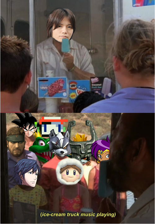 Comando_DS's tweet photo. Parece que Sakurai tiene la atención de varios personajes... http://t.co/VGdKzkLmE5