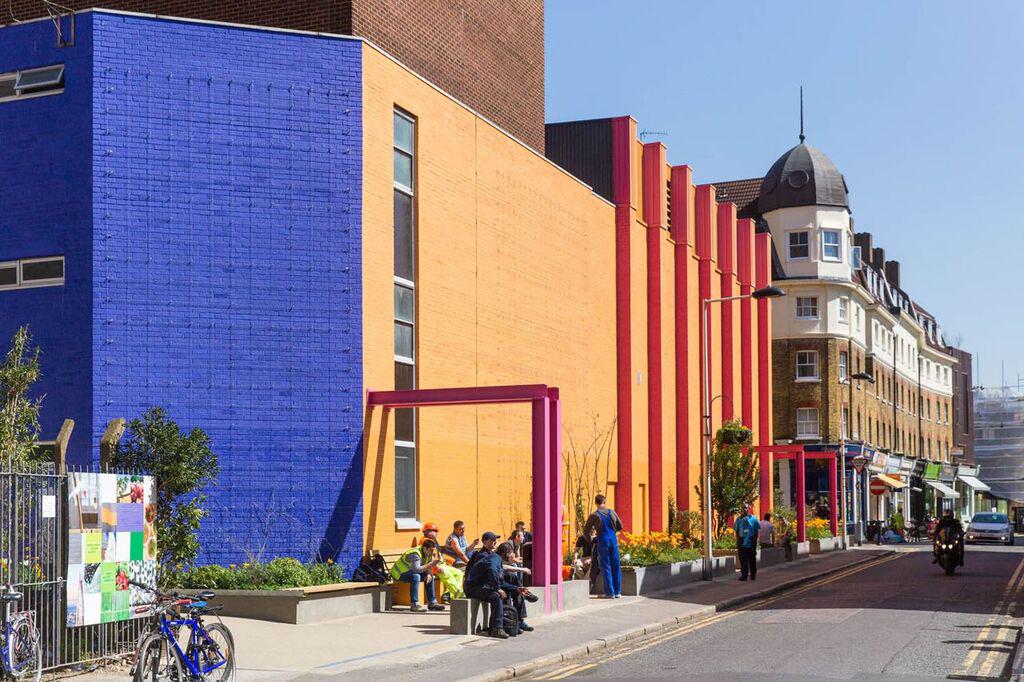 Greenwood Theatre, Bermondsey. Designed by Joe Swift &amp; <a href="/Zandra_Rhodes/">Dame Zandra Rhodes</a>