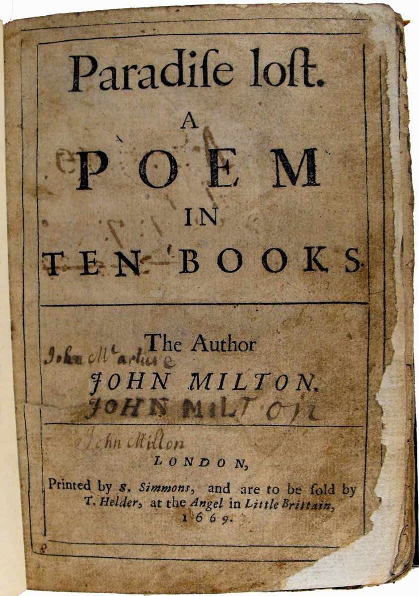 ForBeginners's tweet photo. #JohnMilton, blind & impoverished, sells Paradise Lost #OTD in 1667 for 10£ #NationalPoetryMonth #PoetryForBeginners http://t.co/51J3bnCAhX
