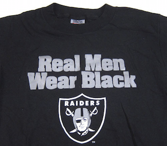real men wear black raiders t shirt