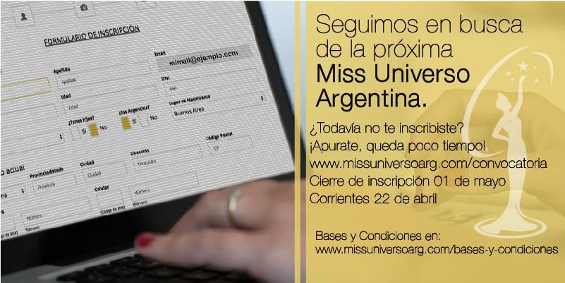MissUniversoAr's tweet photo. ¡Última semana de inscripción para #MissUniversoArg 2015! Completá el formulario aquí -> http://t.co/1P5PqIcizd http://t.co/wfRjfJafCO