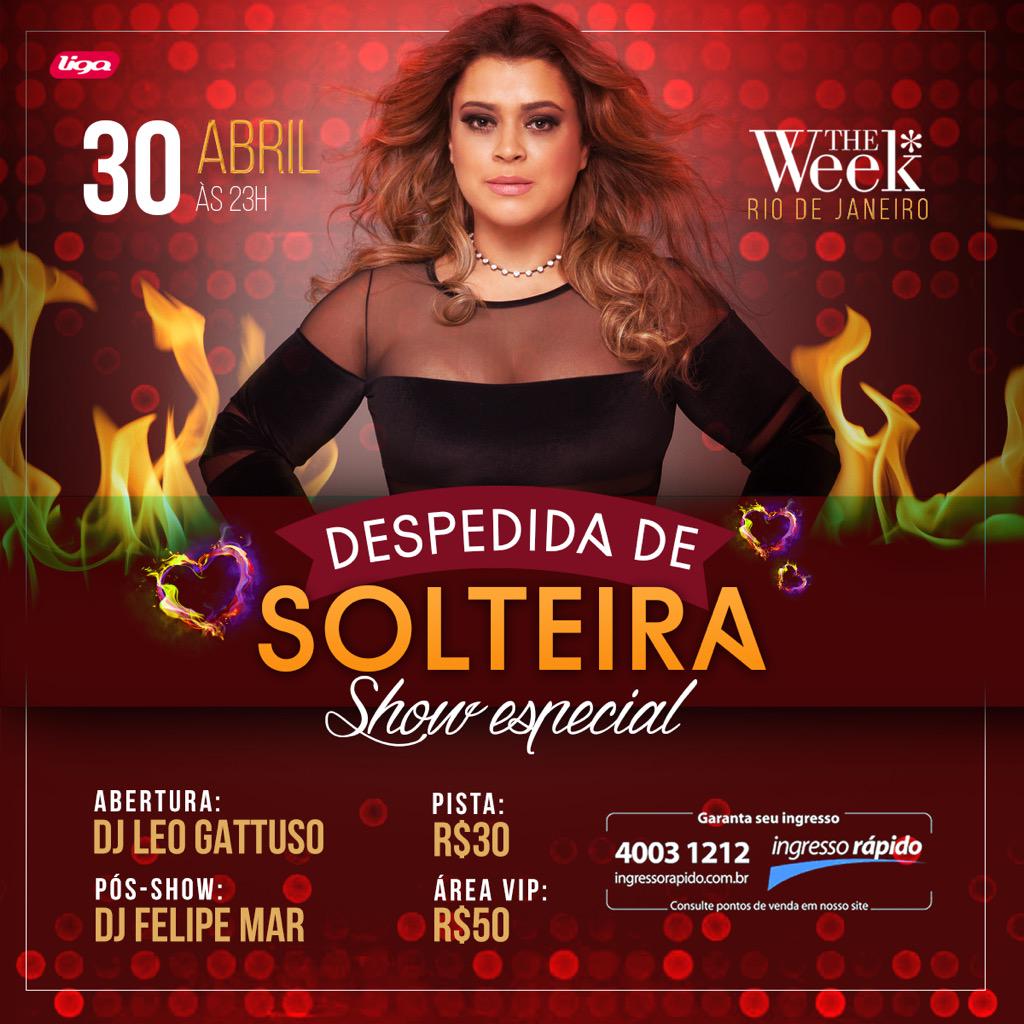 ProducaoPG's tweet photo. Eita que vai ser uma #DespedidadeSolteira em grande estilo! Dia 30/04 tem show especial de @pretagil na The Week RJ. http://t.co/ycWtJ45OtP