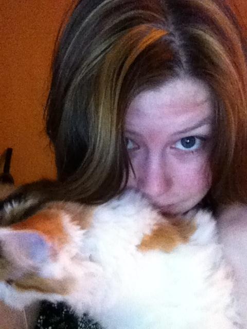 LaurenC1293's tweet photo. Brief "paws"... lovingly joined by kitten for the #srusmchat http://t.co/lcHXhmvdDR