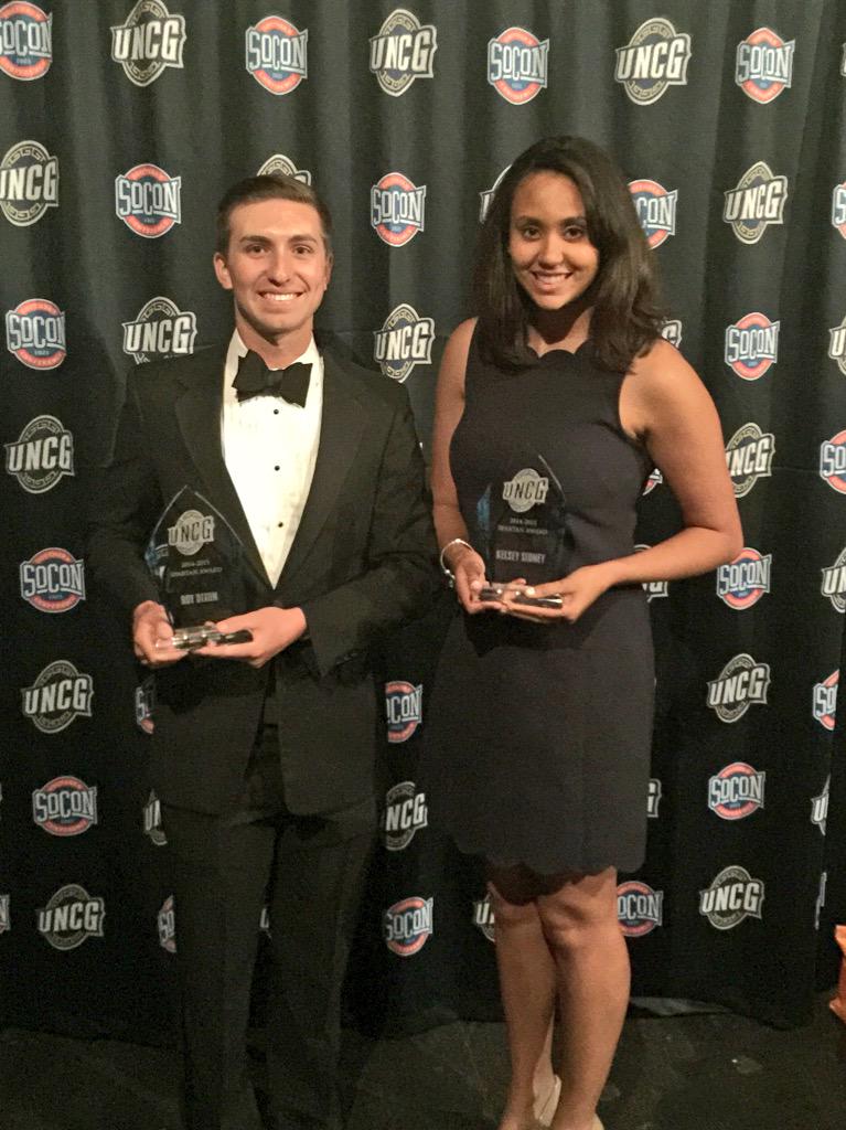 uncgspartans's tweet photo. UNCG spartan award goes to Roy Dixon and Kelsey Sidney. Congrats! #letsgoG http://t.co/OtArKuUekK