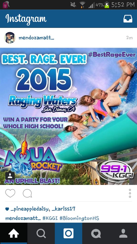 Mendozamatt_'s tweet photo. #KGGI #BloomingtonHS #Bestragever #best #rage #ever #seniors2015 #ragingwaterssd #991kggi http://t.co/qAs8iJnFqO